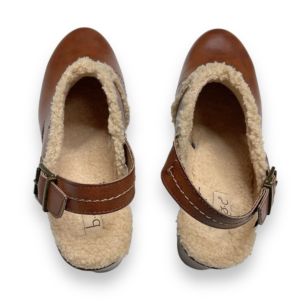 b.o.c. By Born Women Tan Brown Sherpa Lined Buckle Clogs Heels Size 11 NWOB $100 - Picture 9 of 11
